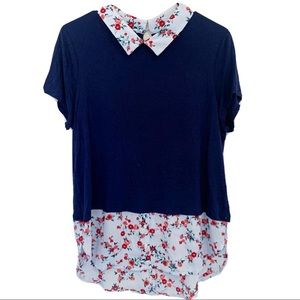 Floral Mock Layer Business Blouse